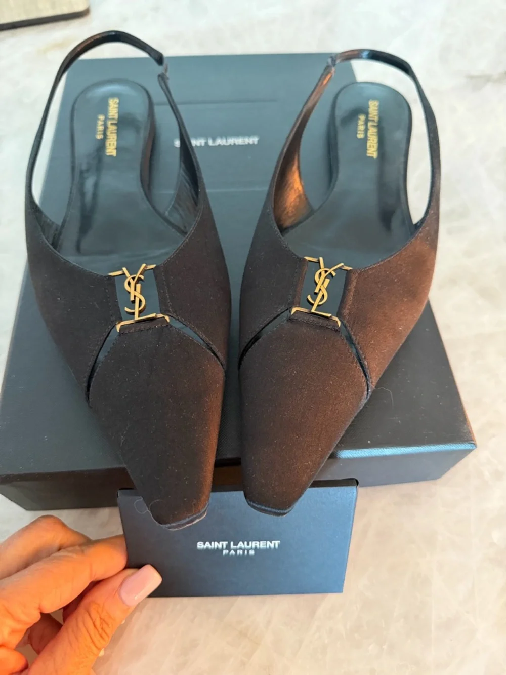 Saint Laurent
Babylone Slingback Flats in Satin Crepe size 39 - Picture 5 of 6
